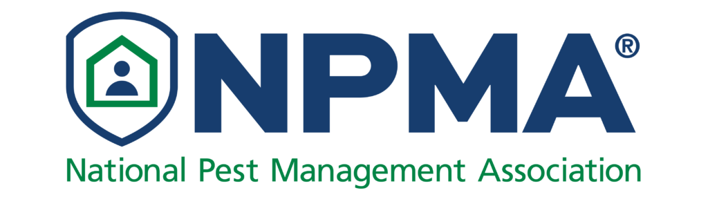 NPMA logo with a blue shield containing a green house and person icon, and the text National Pest Management Association beneath.